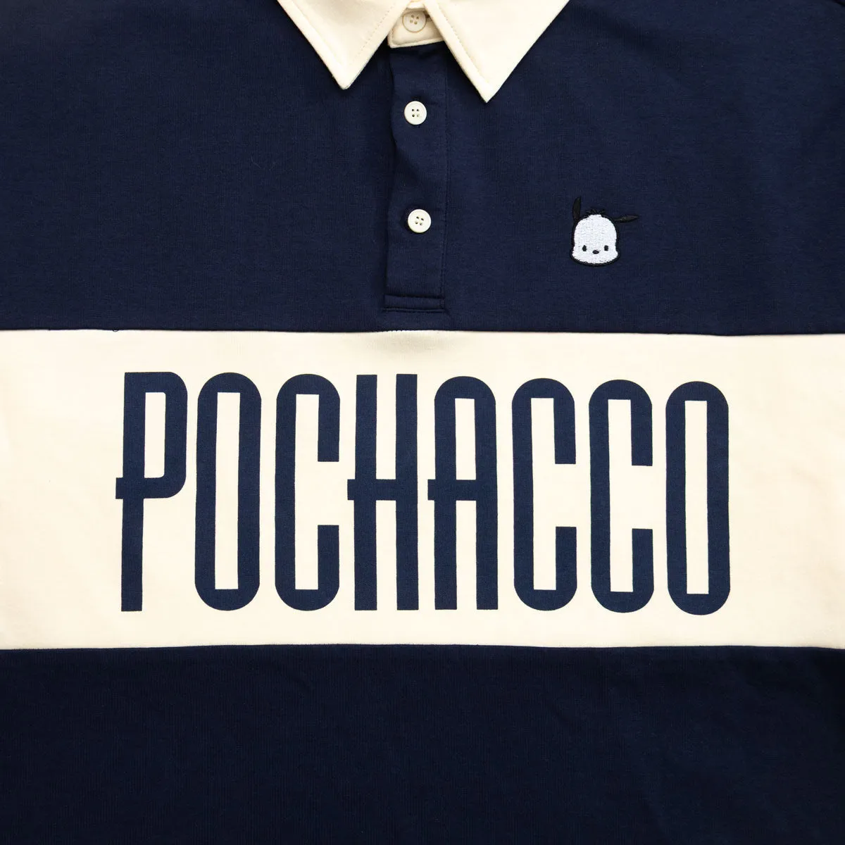 Hello Kitty Pochacco x JapanLA Long Sleeve Rugby Polo, marineblå/krem