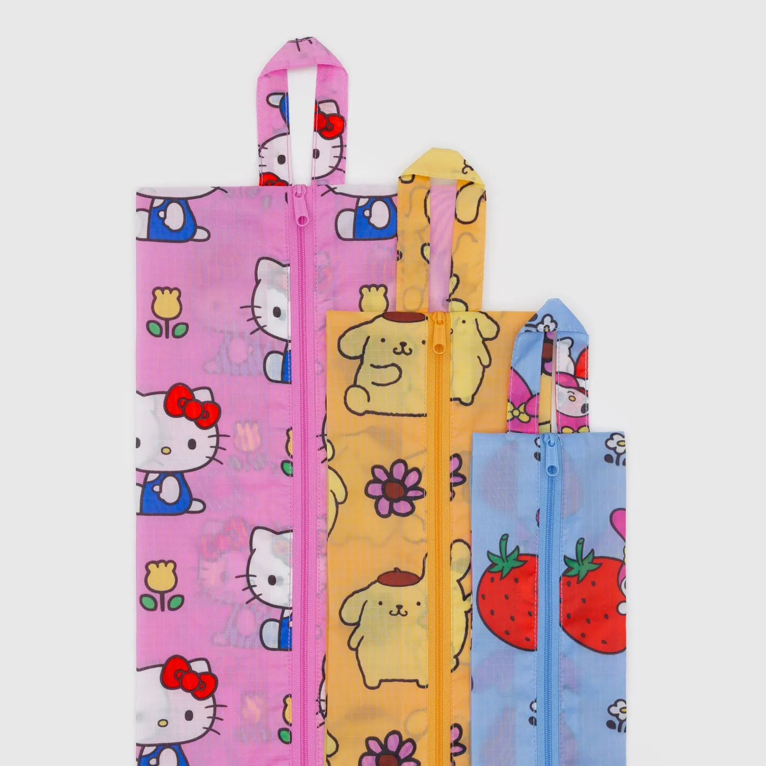 Hello Kitty and Friends x Baggu 3-pakning zip-poser frukt og blomster