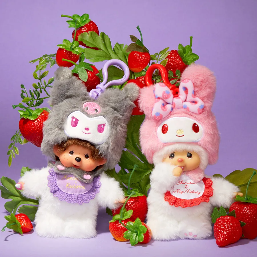 Hello Kitty Kuromi x Monchhichi Plush Mascot nøkkelring lilla
