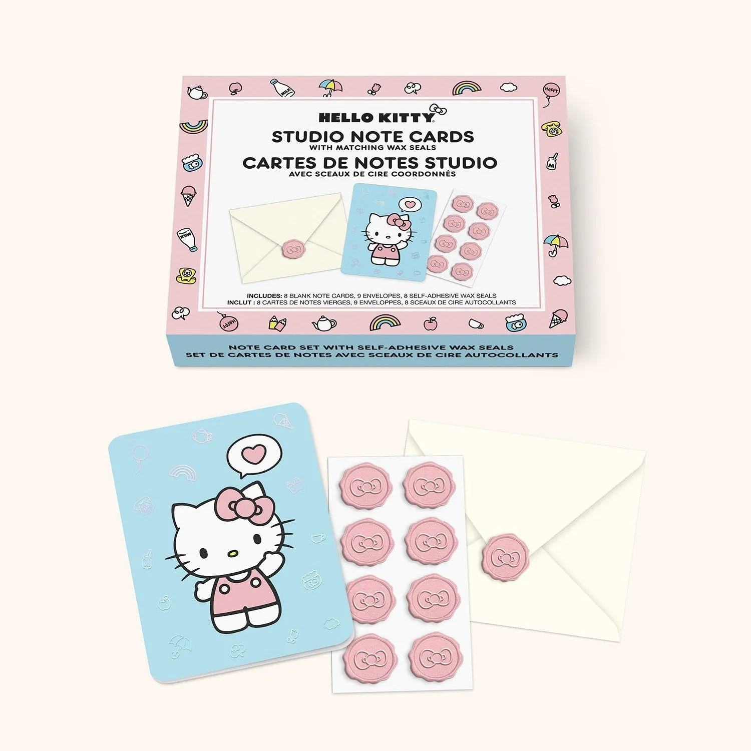 Hello Kitty x Studio Oh! Classic Pink kortsett 25 deler med foliedetaljer