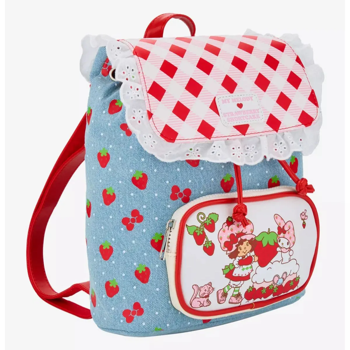My Melody x Strawberry Shortcake mini-ryggsekk justerbare stropper