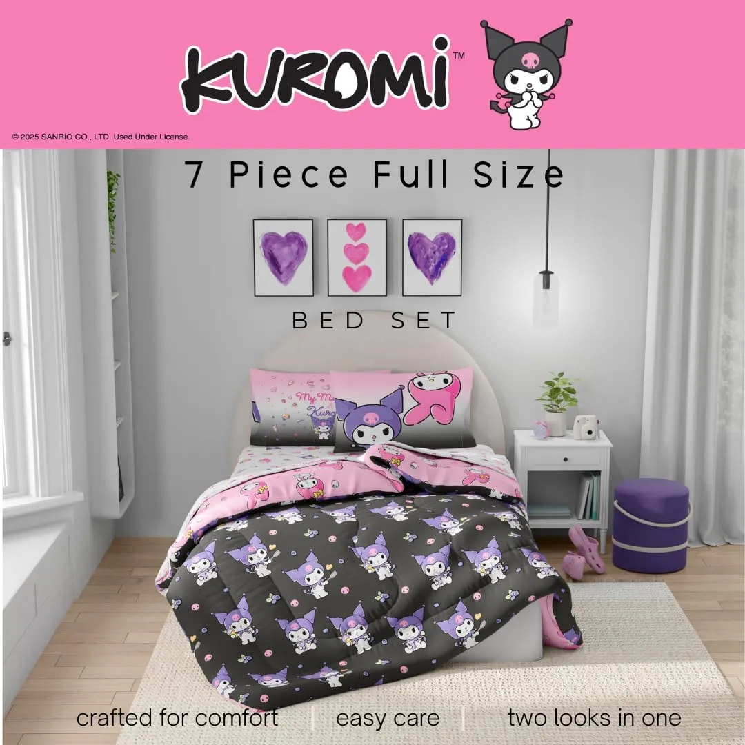 My Melody & Kuromi Besties Bedding Set sengesett vendbart Twin 5 deler