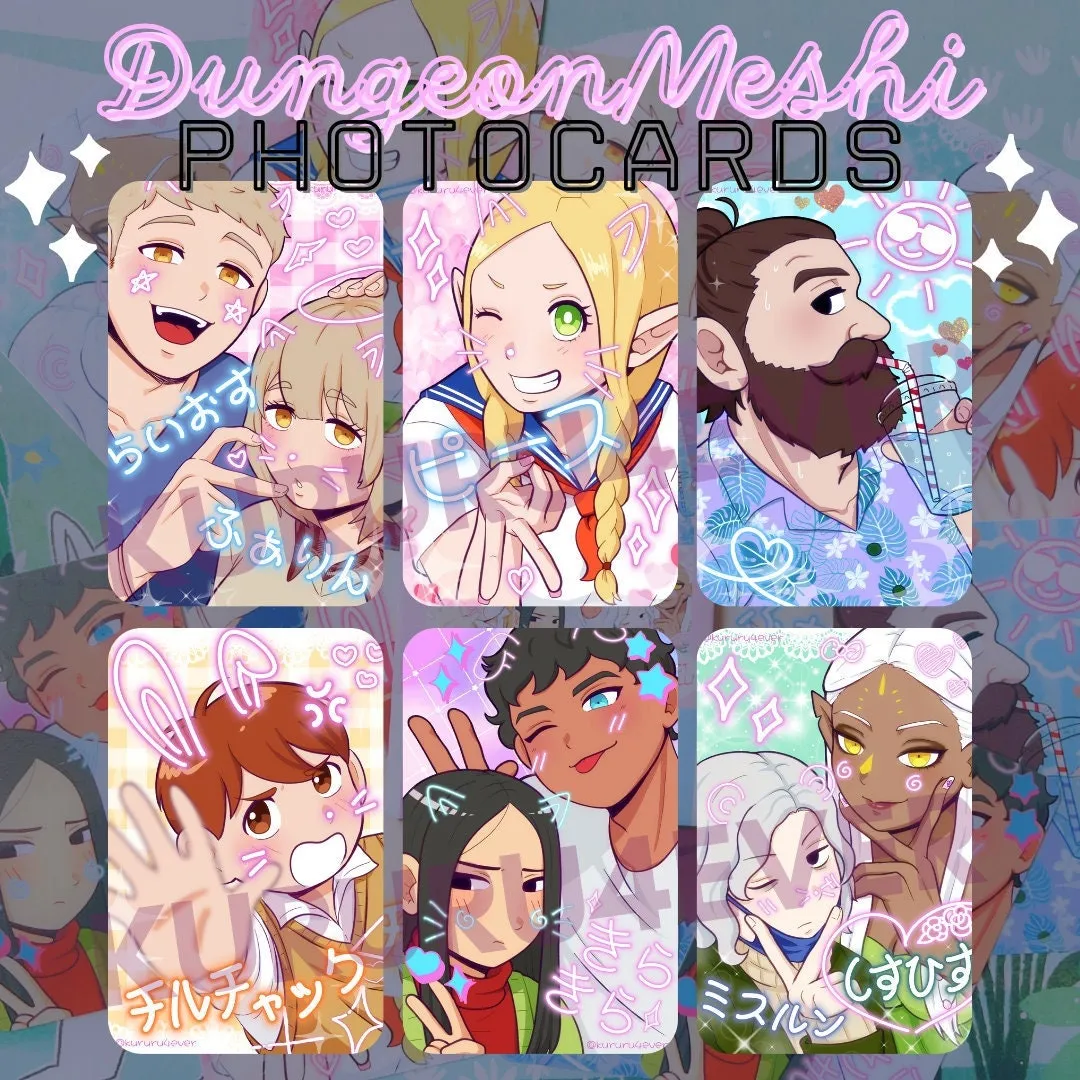 Kururu4ever Dungeon Meshi fotokort tilfeldig kort 1 stk håndlaget