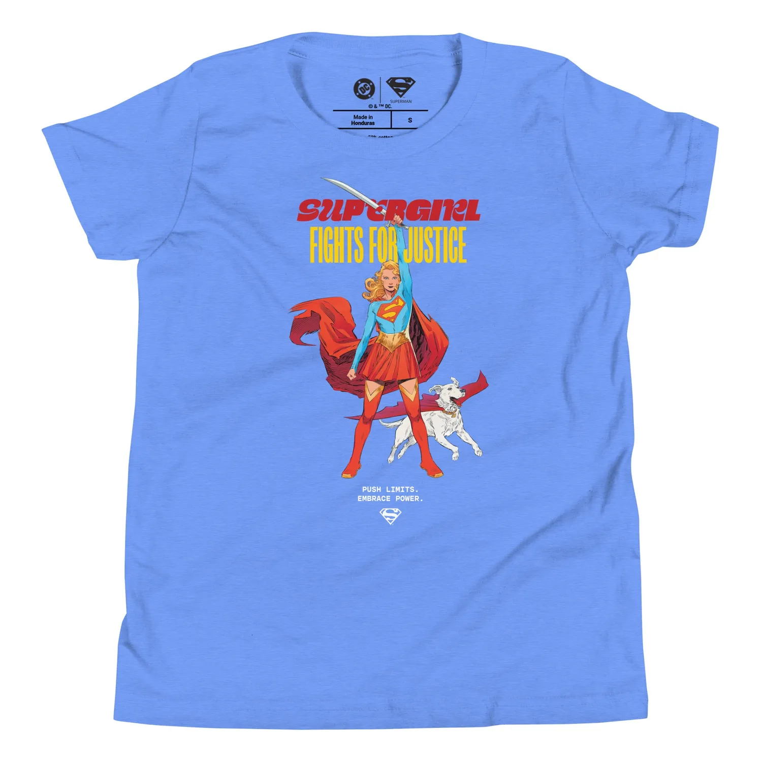 Supergirl Fights for Justice T-skjorte for barn Heather Columbia Blue