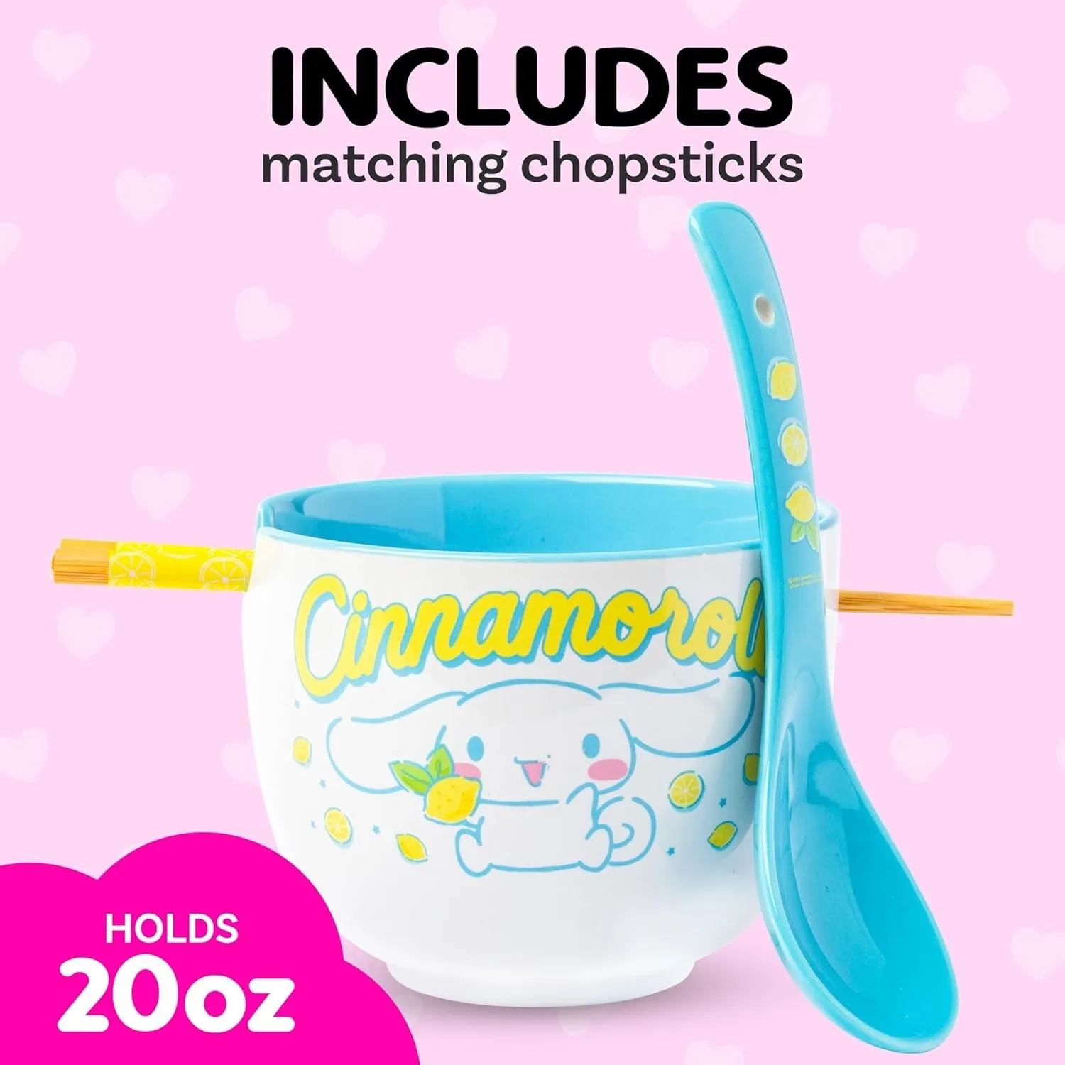 Cinnamoroll keramisk ramenbolle med spisepinner og skje sitron