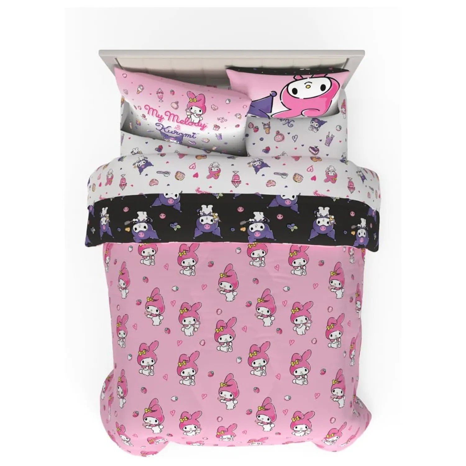 My Melody & Kuromi Besties Bedding Set sengesett vendbart Twin 5 deler