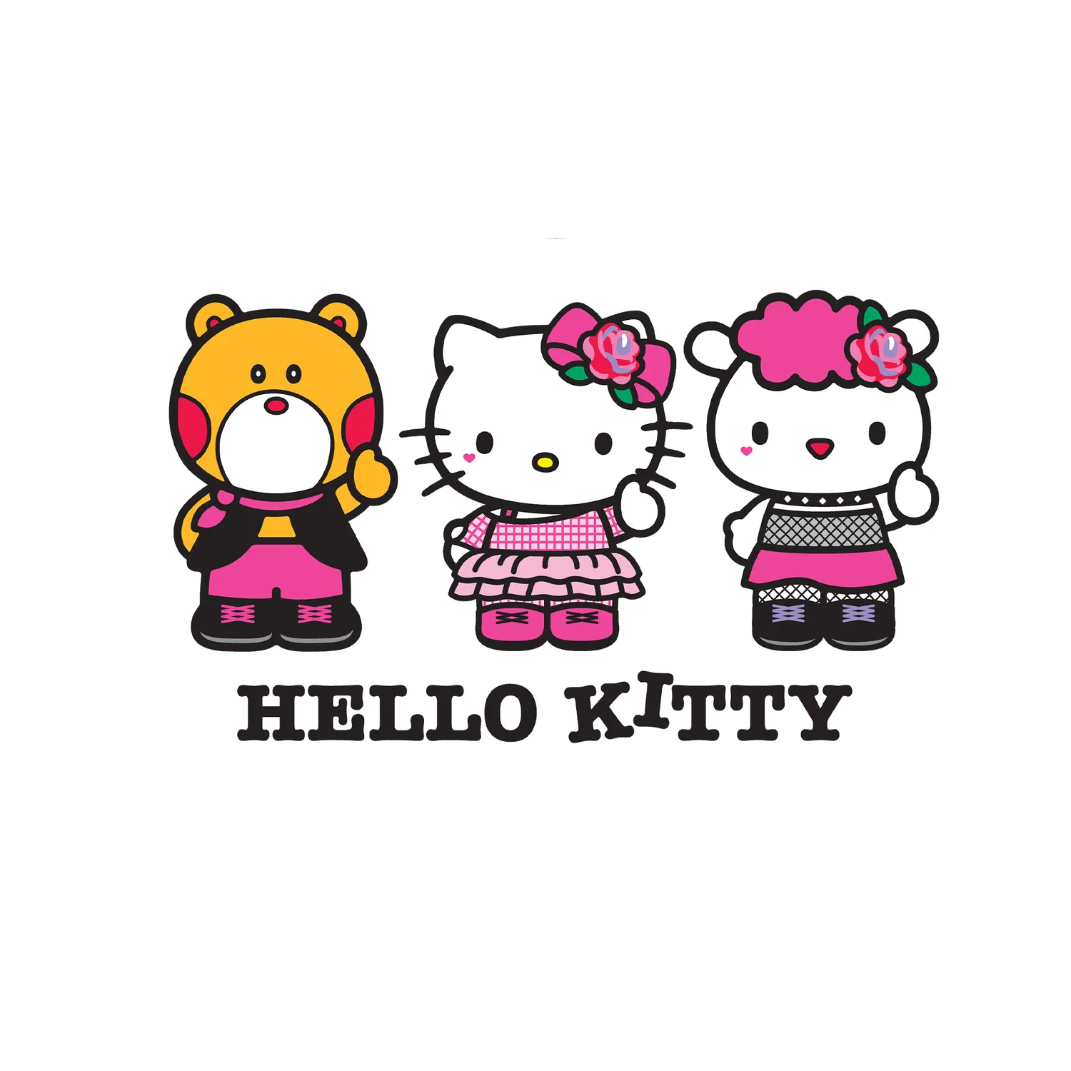 Hello Kitty Rockin' Trio T-skjorte hvit, bomull