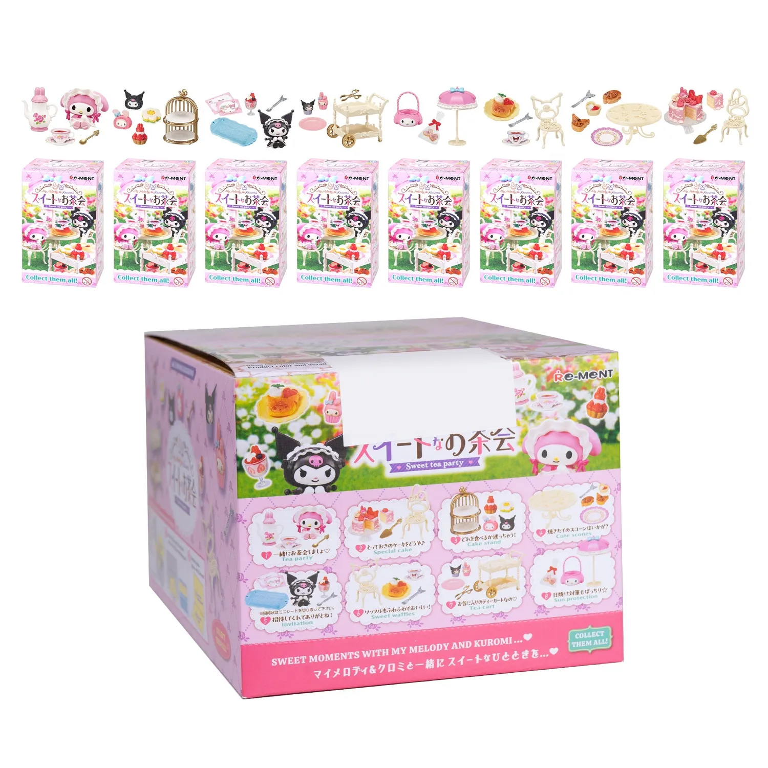 Hello Kitty Re-Ment My Melody & Kuromi Sweet Tea Party Blind Box Figure Set minifigurer