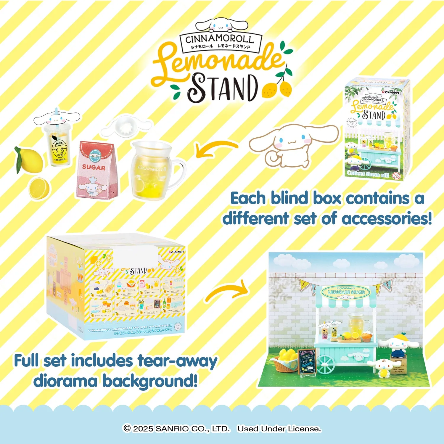 Hello Kitty Re-Ment Cinnamoroll's Lemonade Stand minifigurer blindboks 1 tilfeldig sett