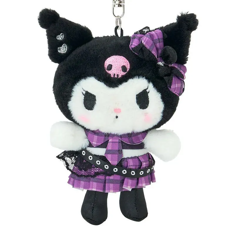 Hello Kitty Rock ’n’ Check Kuromi Plush Mascot Keychain nøkkelring
