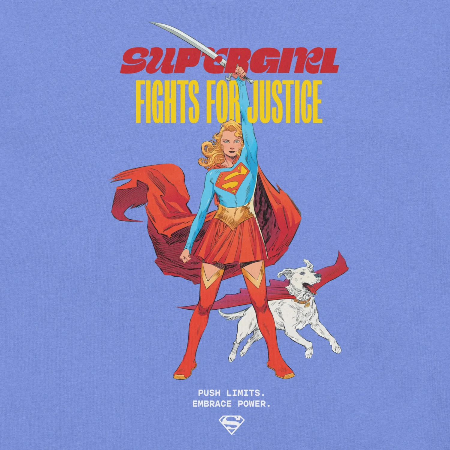 Batman Supergirl Fights for Justice T-skjorte blåmelerte farger