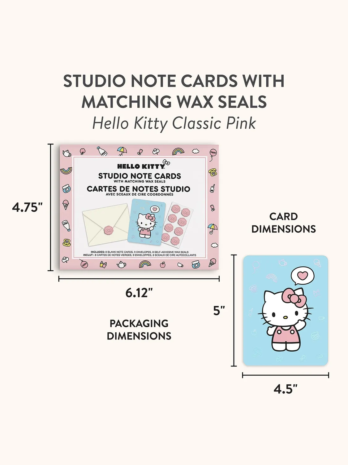 Hello Kitty x Studio Oh! Classic Pink kortsett 25 deler med foliedetaljer