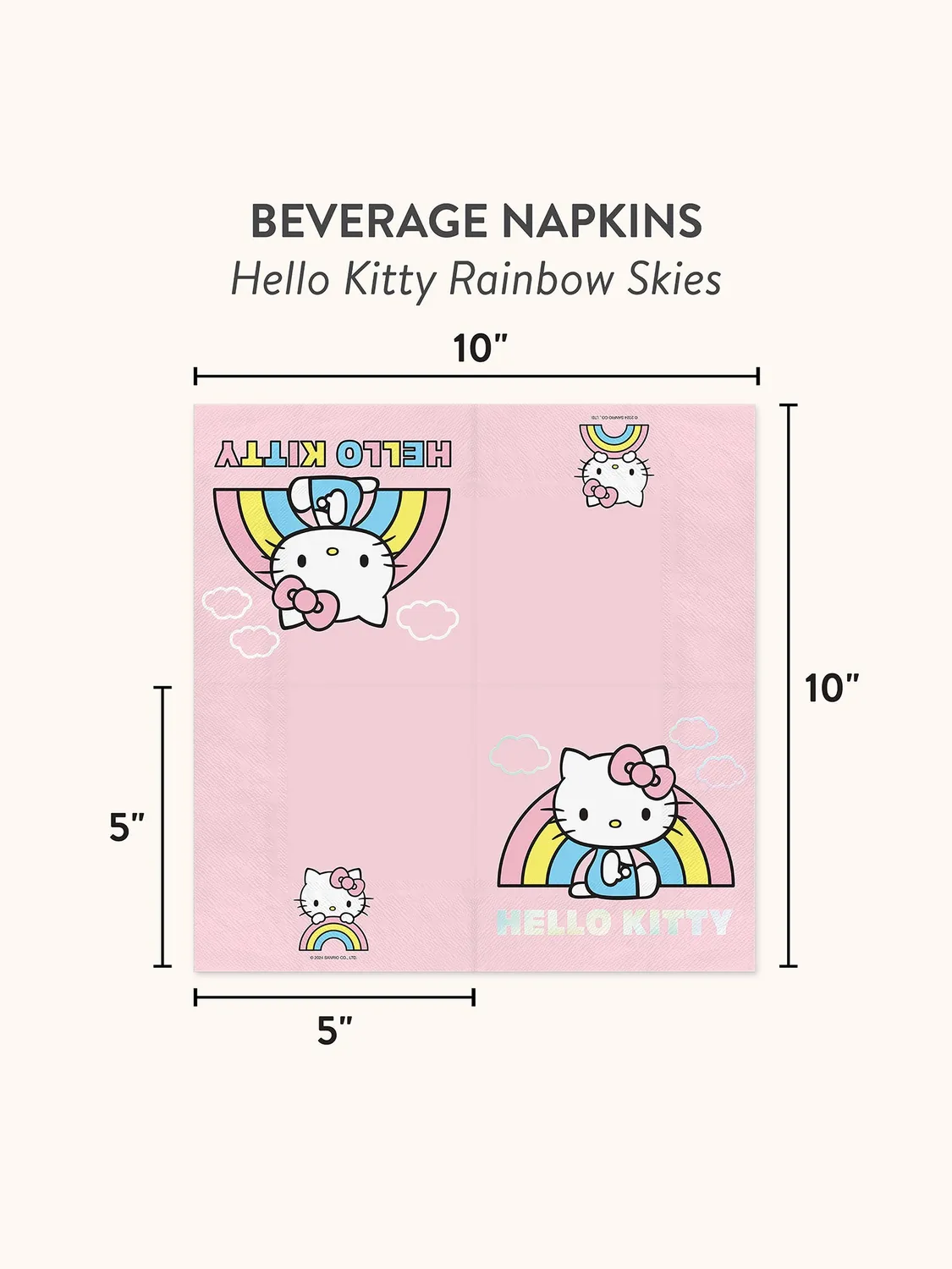 Hello Kitty Rainbow Skies drikkeservietter 16-pakning folie