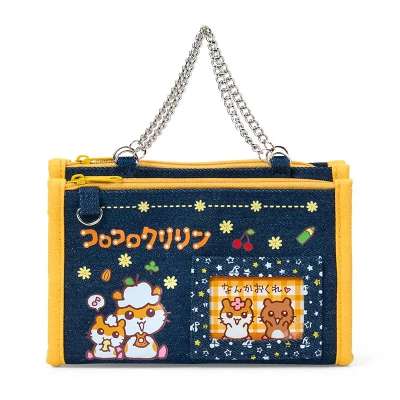 Hello Kitty Heisei Heart Series Corocorokuririn Mini Zipper Denim Pouch