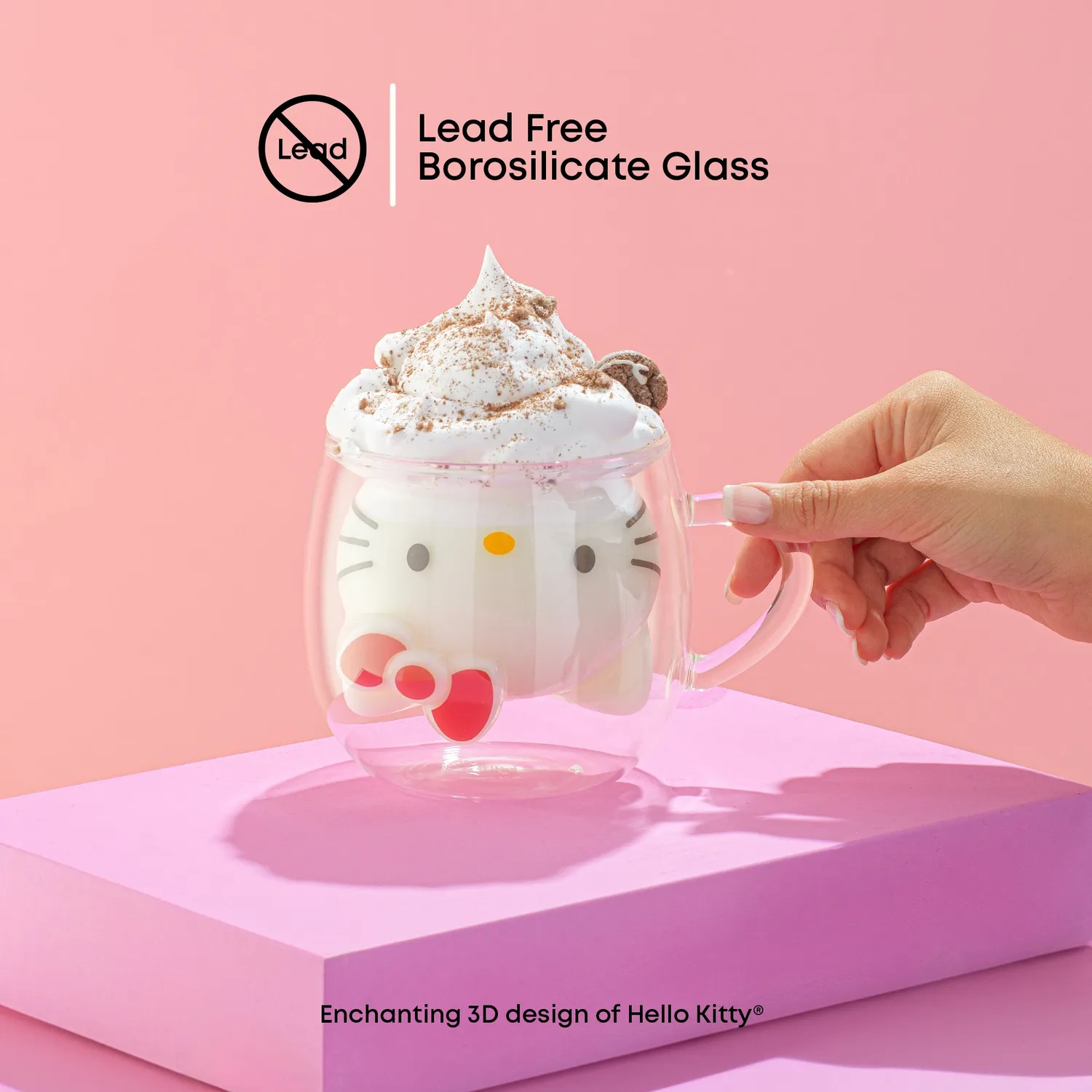 Hello Kitty 3D Double Wall Coffee Mug glasskrus 13,5 oz