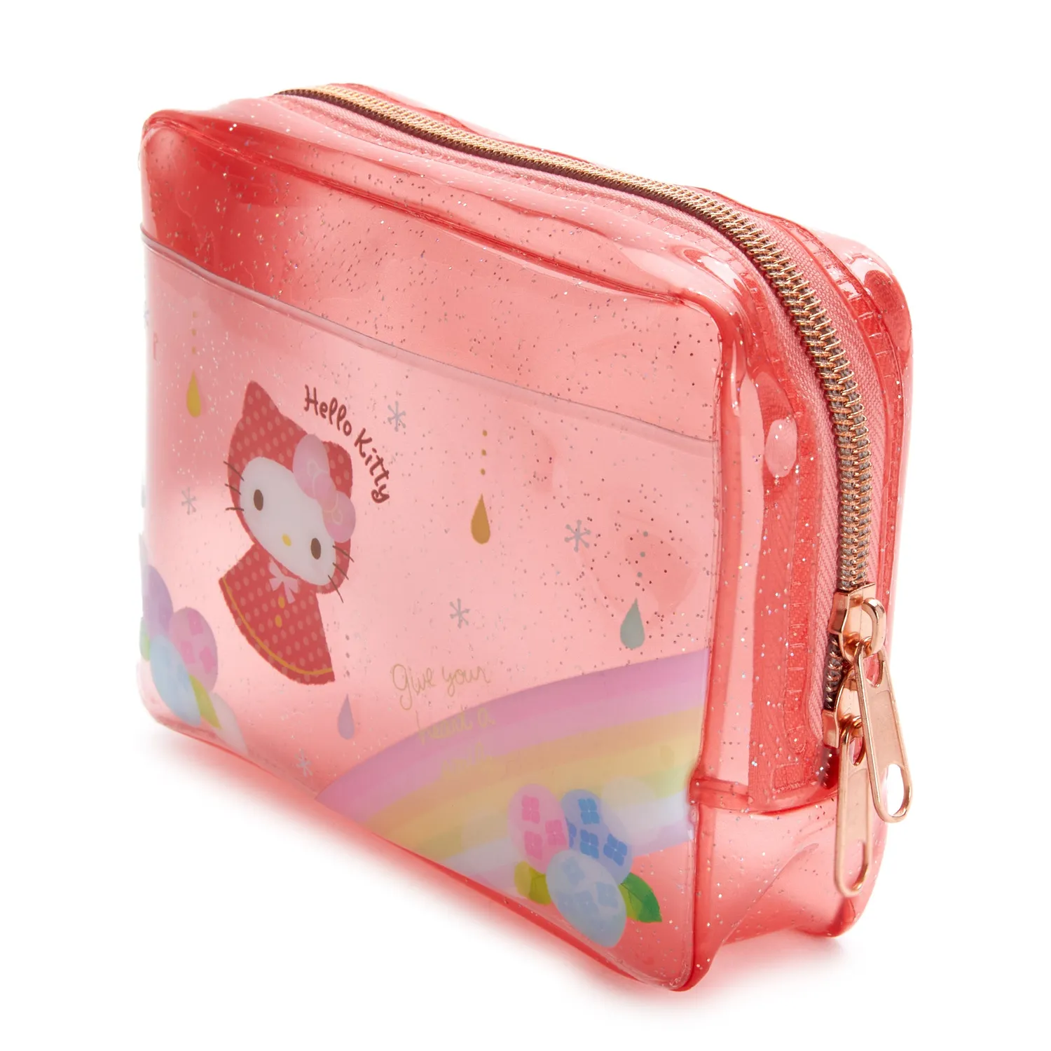 Hello Kitty Rainy Days Series Glitter Zipper Pouch toalettmappe