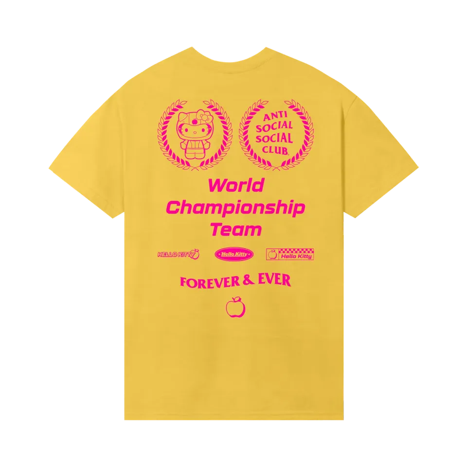 Anti Social Social Club x Hello Kitty World Champ Tee T-skjorte Lemon Yellow S