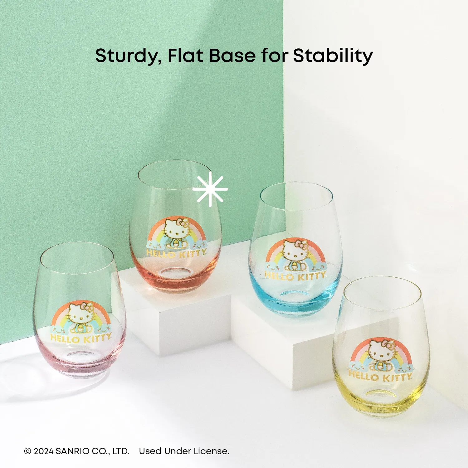 Hello Kitty Sweet Rainbow glass uten stett 4-pakning ombre