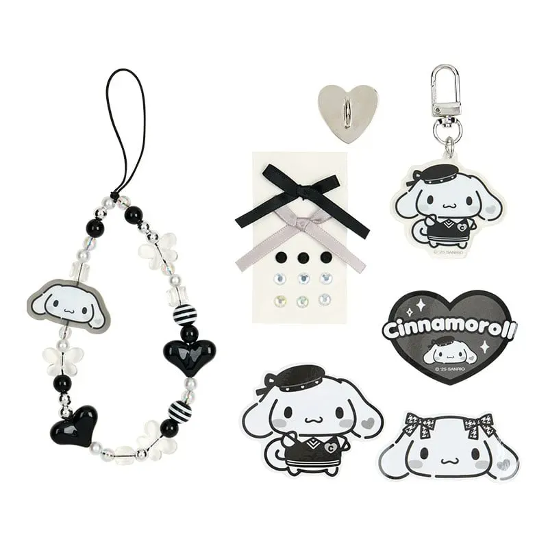Hello Kitty Silver Houndstooth Series Cinnamoroll Smartphone Charm Set