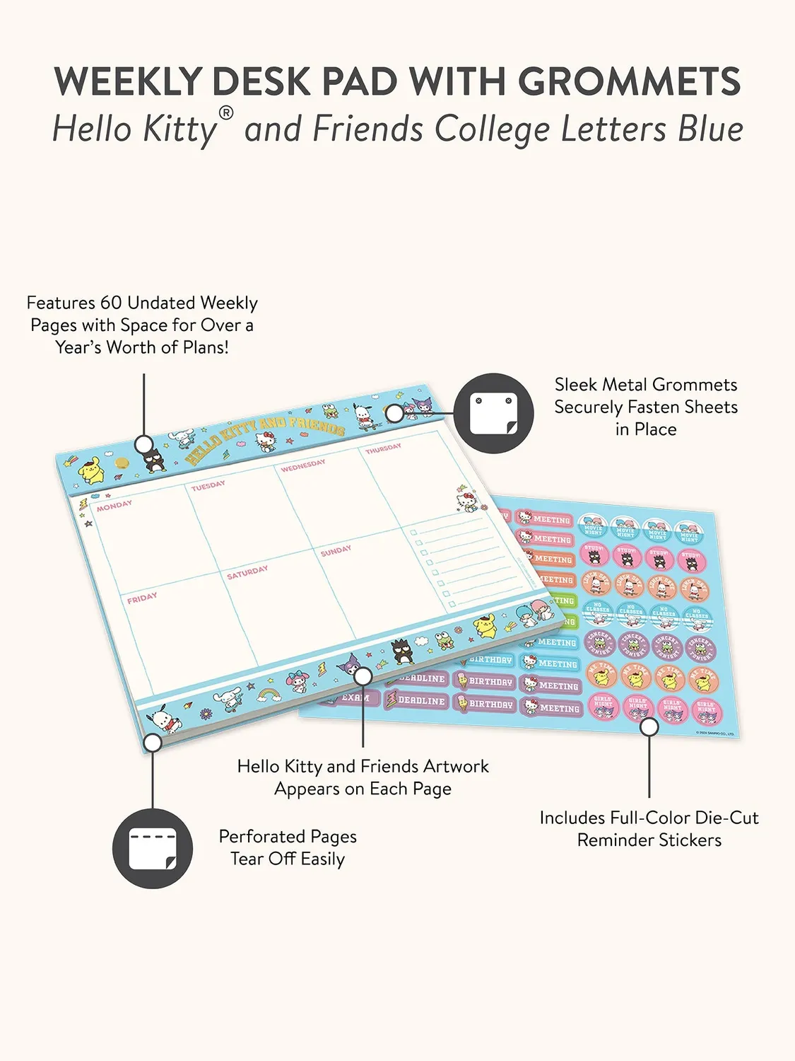 Hello Kitty and Friends College Letters ukesplanlegger blå 60 ark