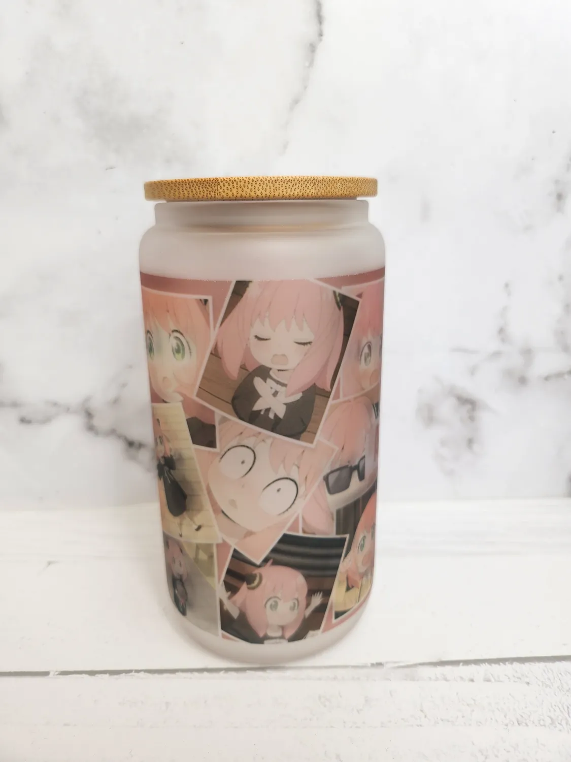 Anitaku Telepath Girl glasskopp 16 oz med bambuslokk