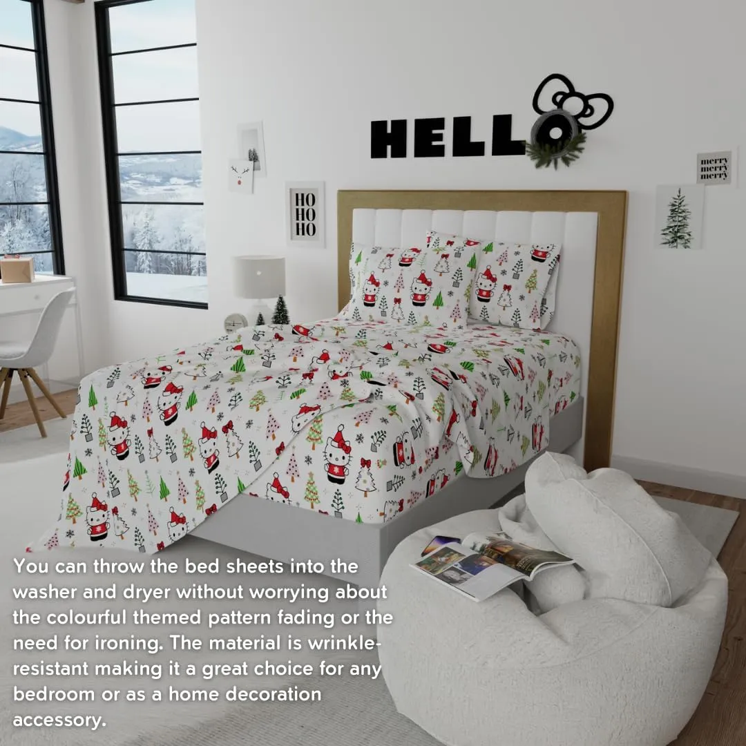 Hello Kitty Holiday Cotton Flannel Sheet Set sengesett bomull