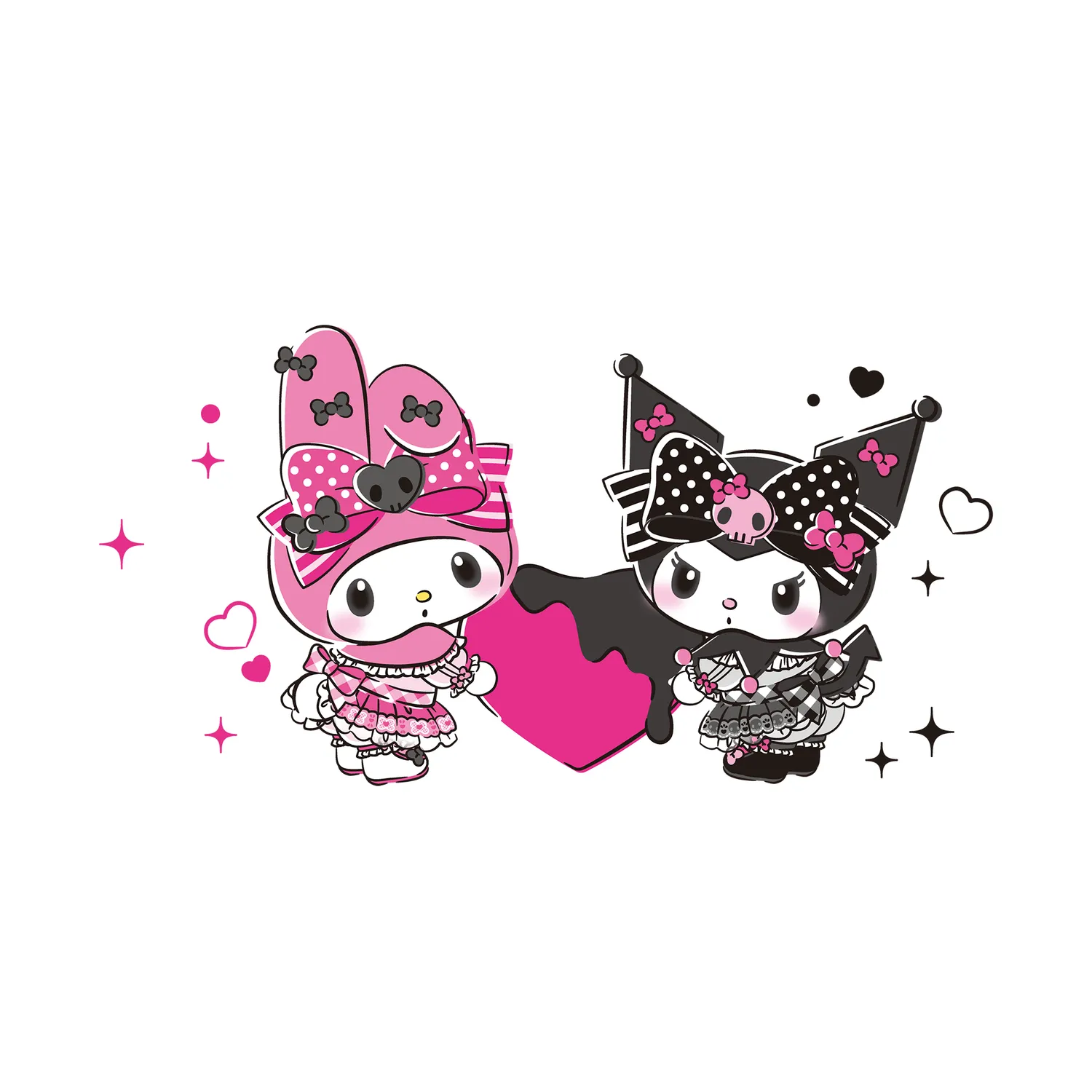 Hello Kitty My Melody 50th Kuromi 20th Anniversary T-skjorte svart