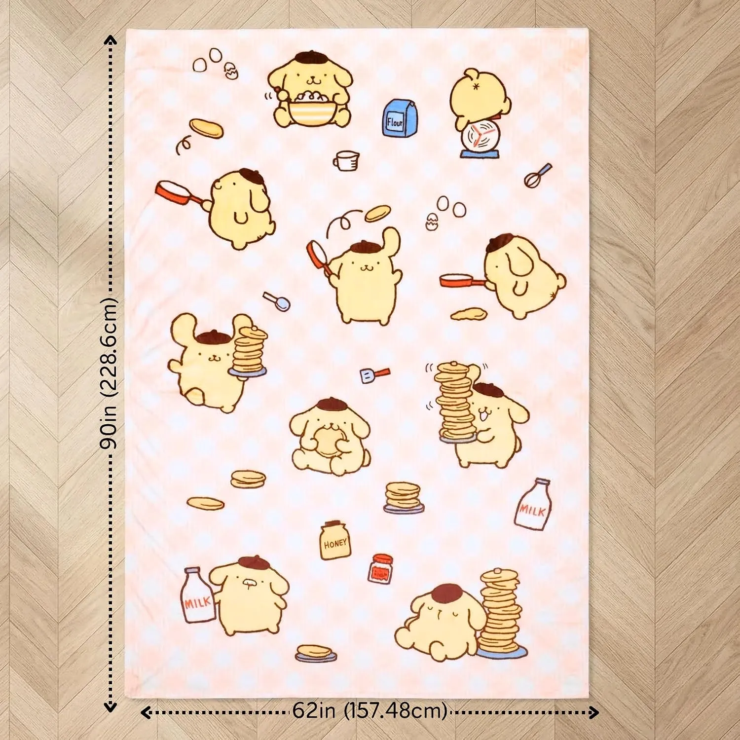 Hello Kitty Pompompurin Throw Blanket Pompompurin-pledd 62 × 90 tommer polyester