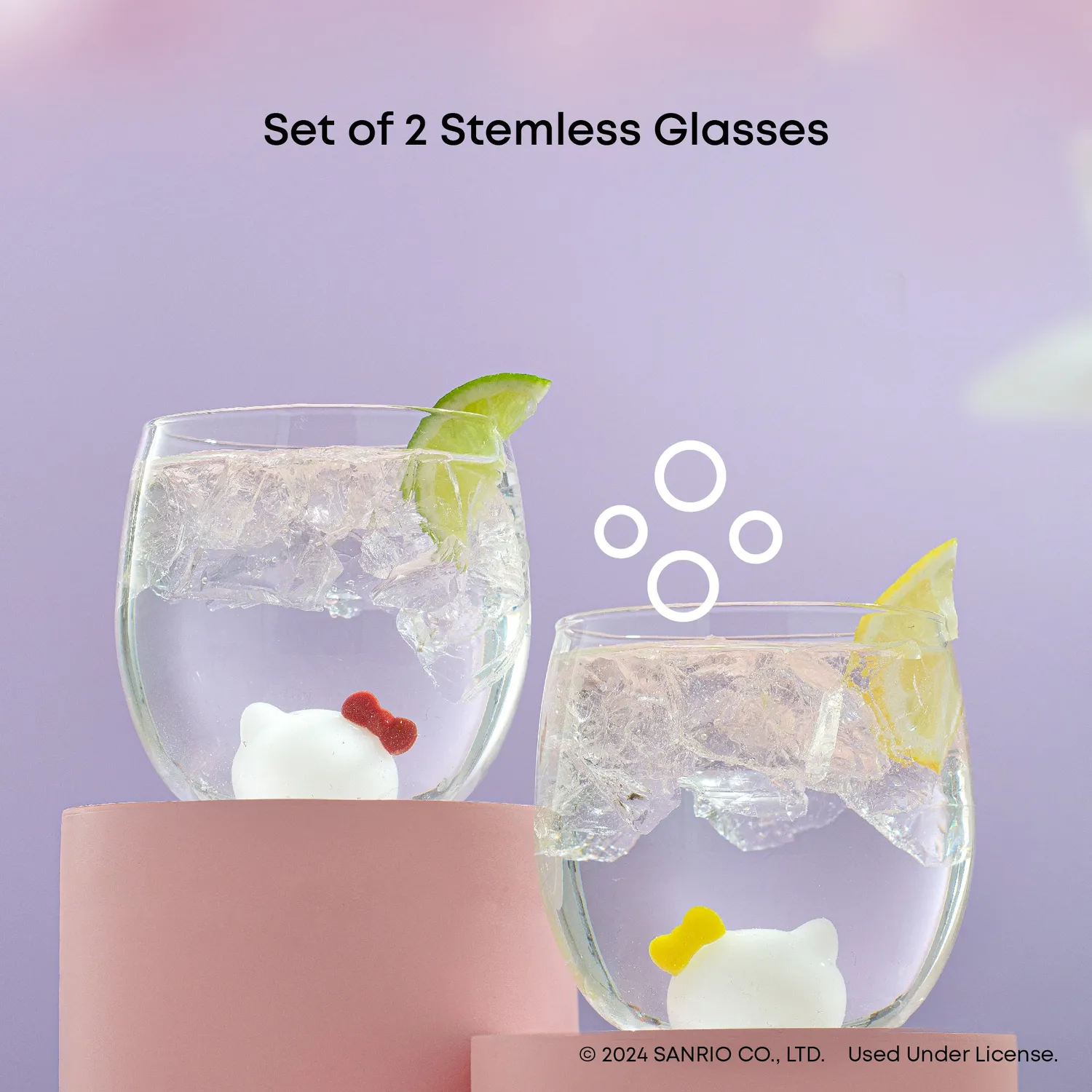 Hello Kitty Hello Kitty and Mimmy 3D Icon Short Drinking Glasses, 2-pakning