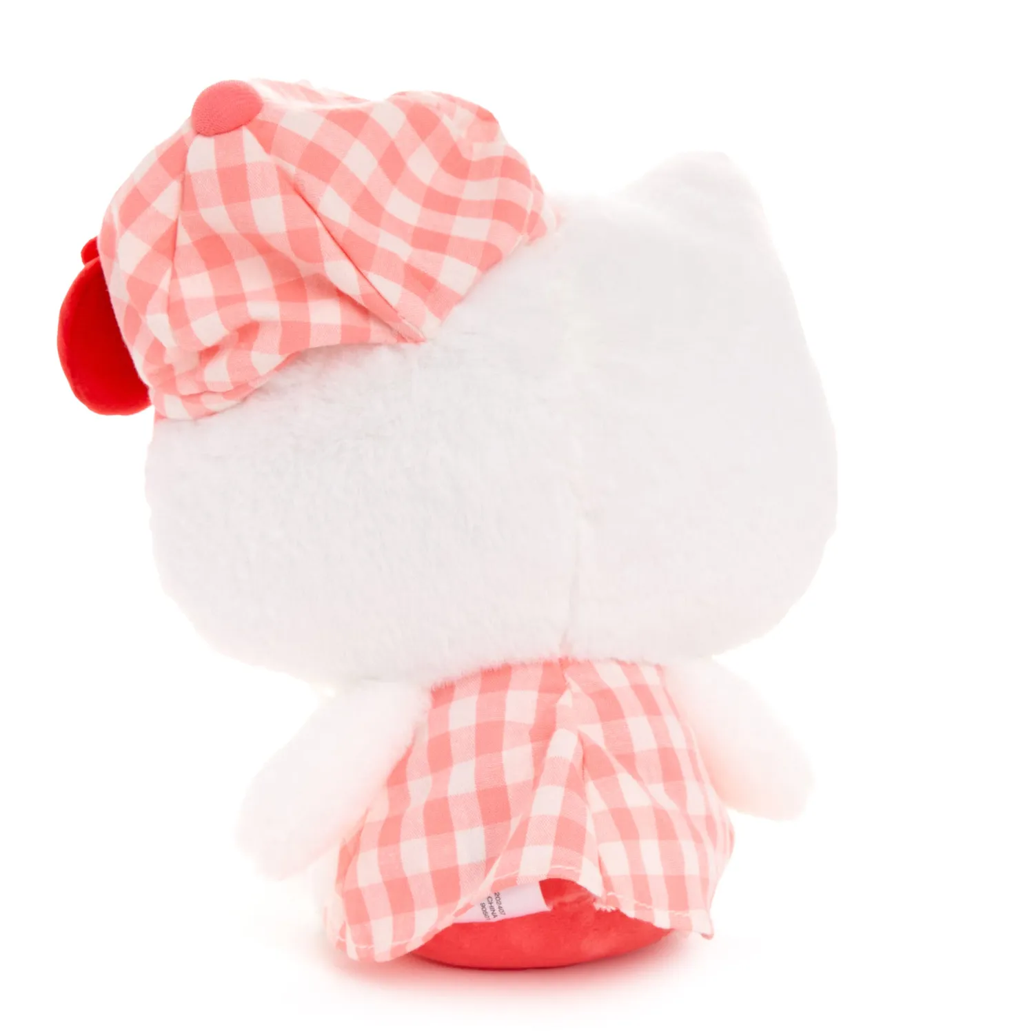Hello Kitty Gingham Cap 8-tommers plysjbamse rutete antrekk