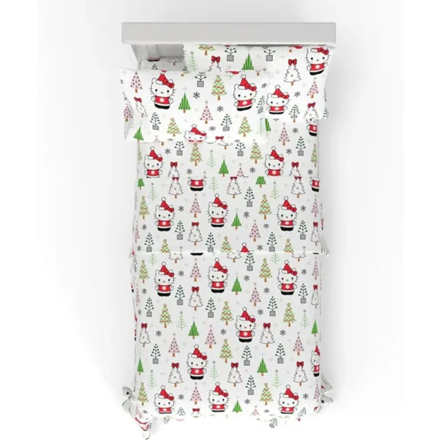 Hello Kitty Holiday Cotton Flannel Sheet Set sengesett bomull