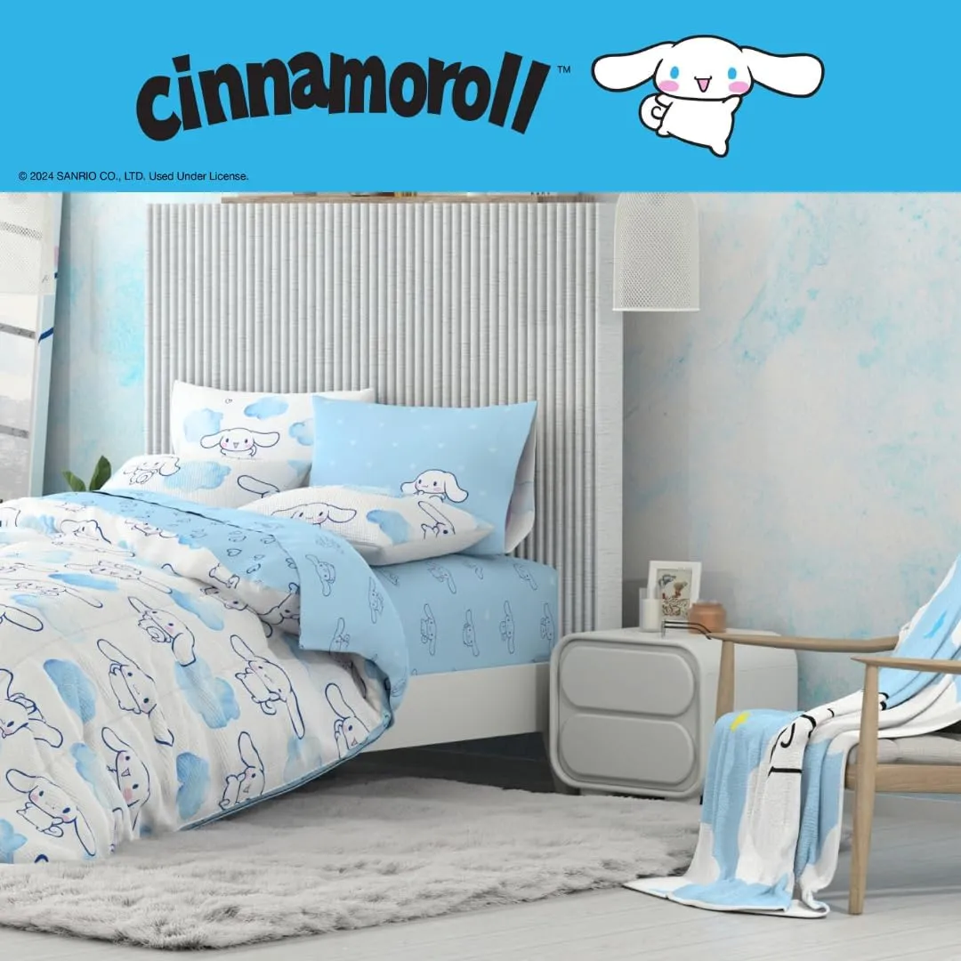 Hello Kitty Cinnamoroll Bouncing Clouds laken microfiber Twin 3 deler flerfarget