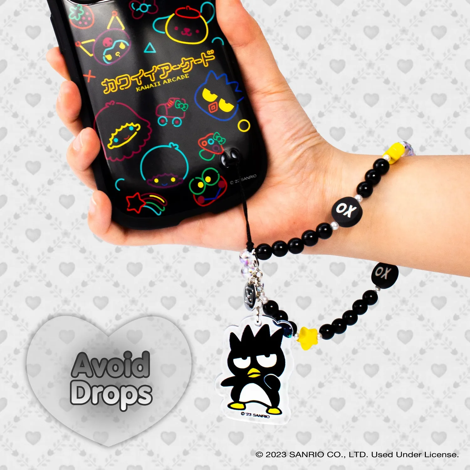Hello Kitty Badtz-maru Beaded Charm Mobile Phone Wrist Strap