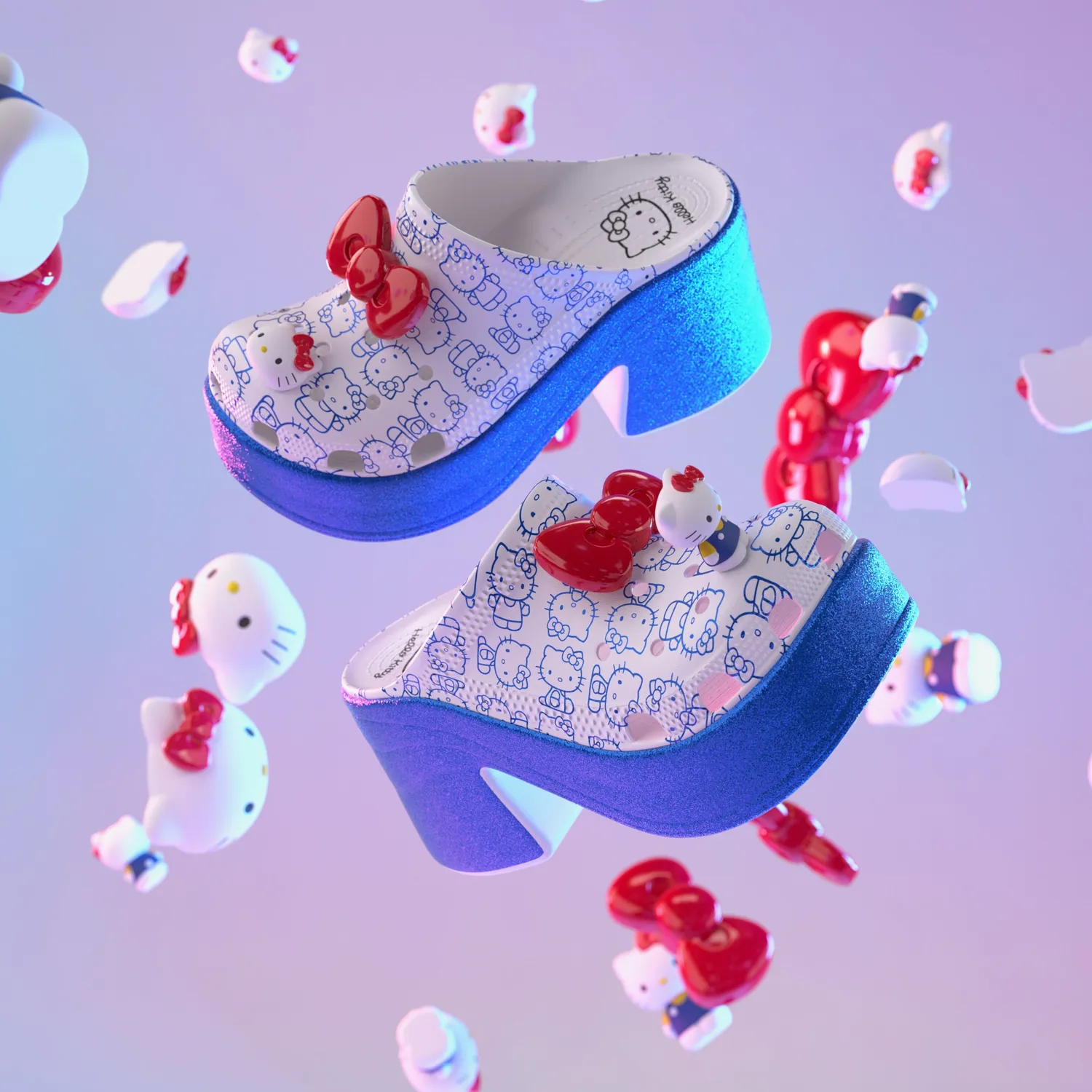 Hello Kitty x Crocs Adult Siren Heeled Clog tresko hvit M2W4 høy hæl