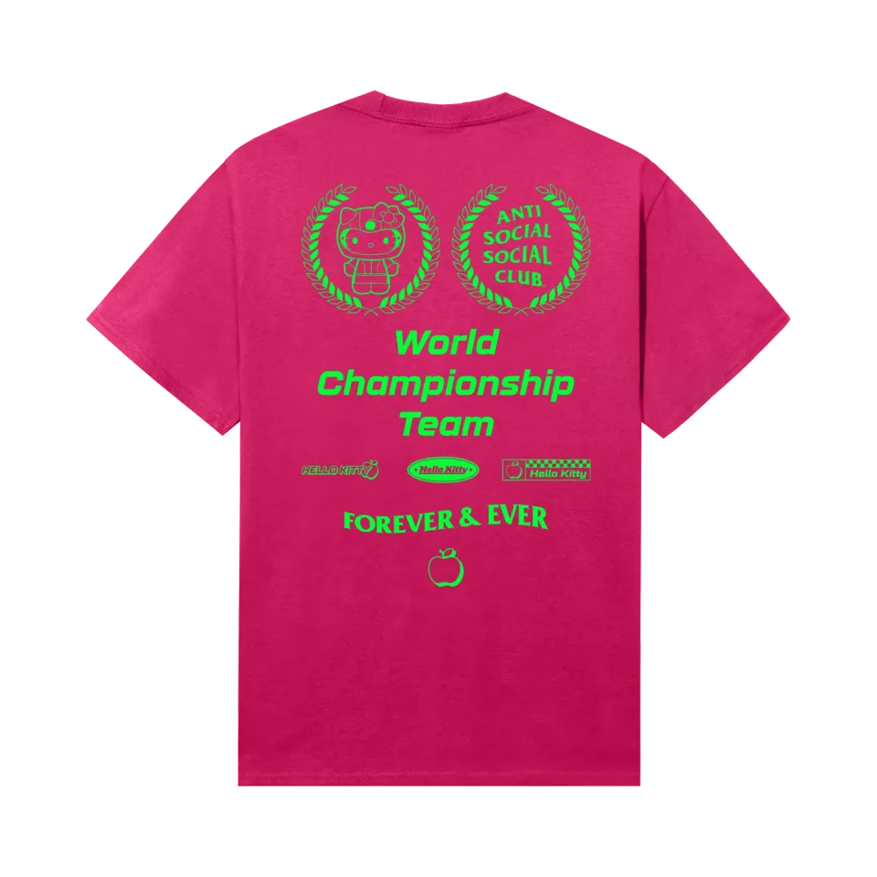 Hello Kitty Anti Social Social Club World Champ Tee Sangria T-skjorte