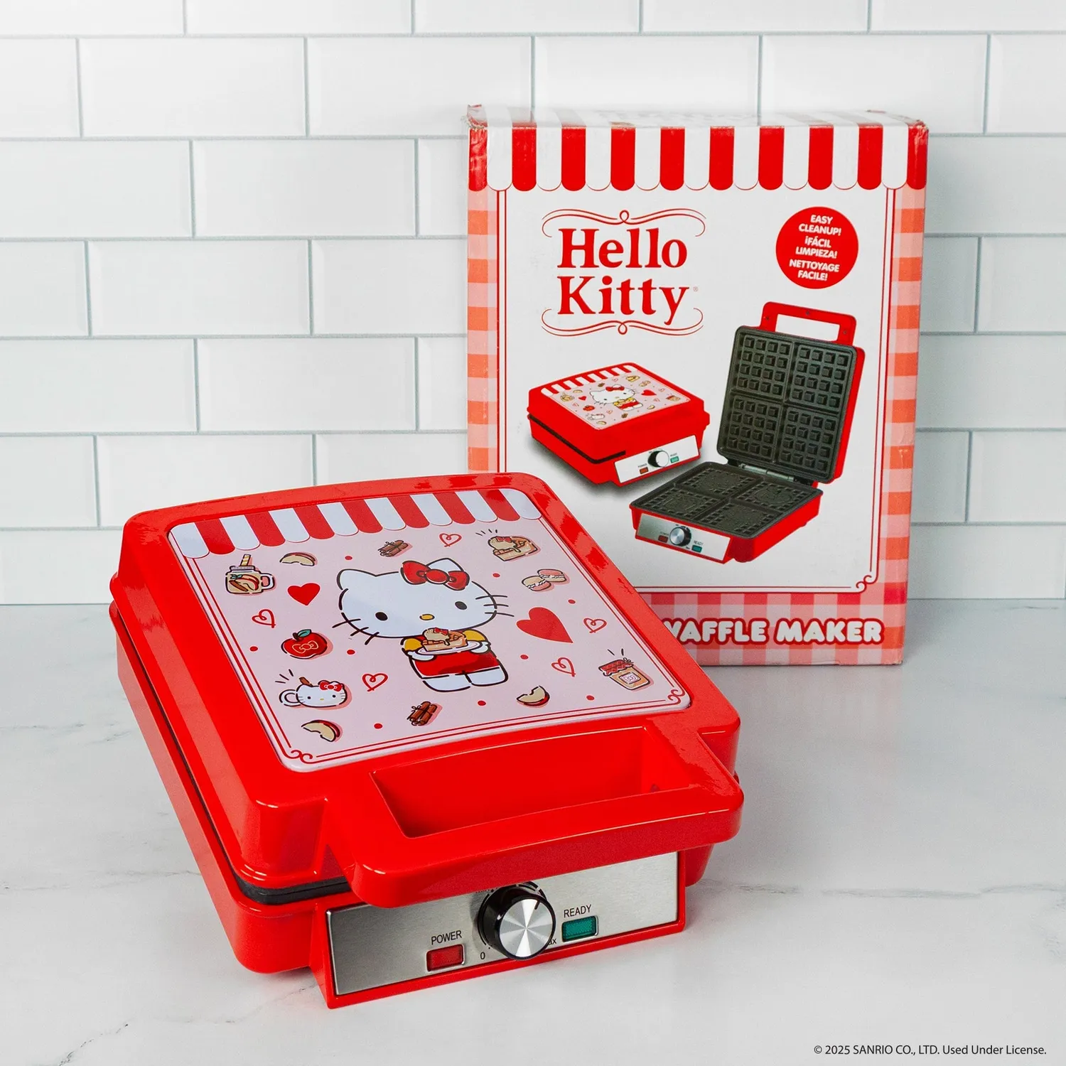 Hello Kitty Deluxe vaffeljern rød med justerbar varme