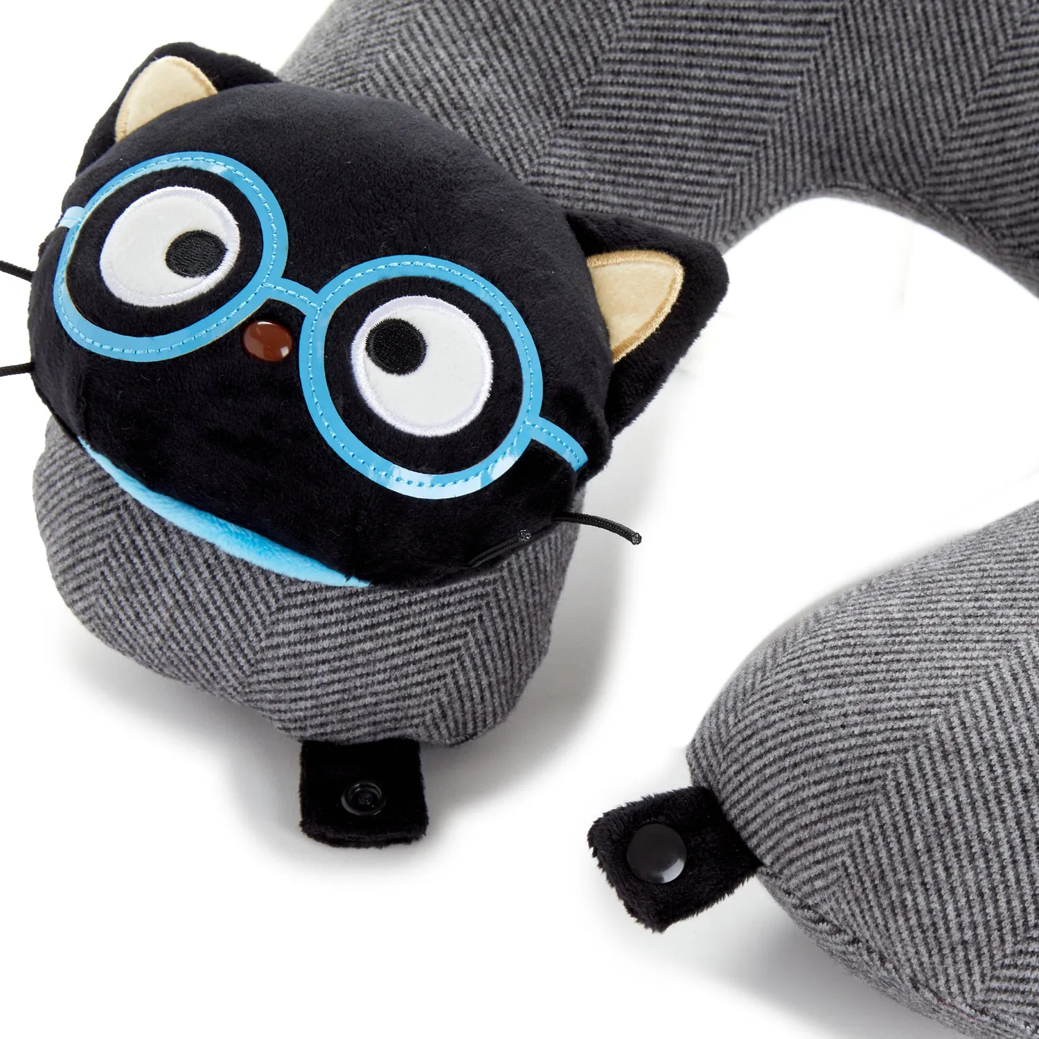 Chococat Glasses Series nakkepute til reise med tweedmønster