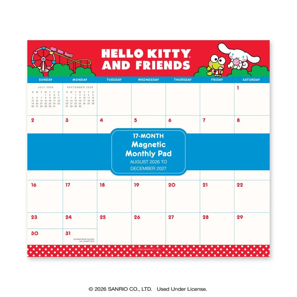 Hello Kitty and Friends 2027 Retro Magnetic Monthly Pad kalender 17 måneder