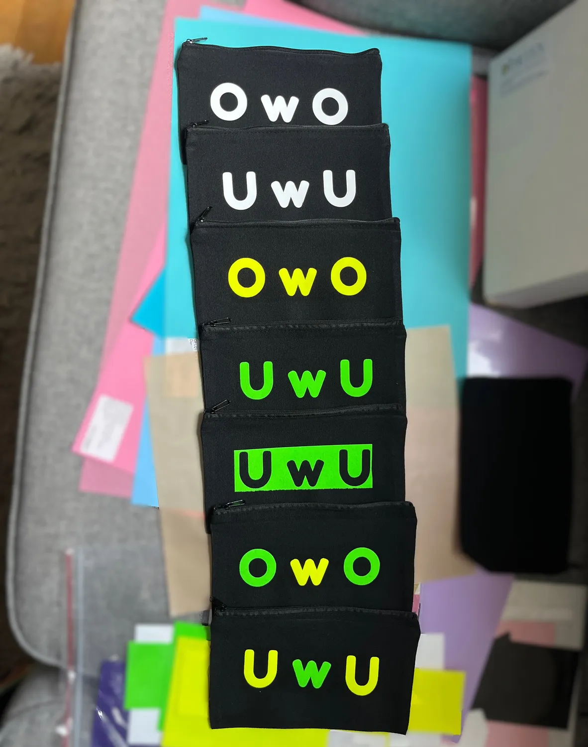 Kururu4ever OwO and UwU pennal White OwO 12 × 21 cm