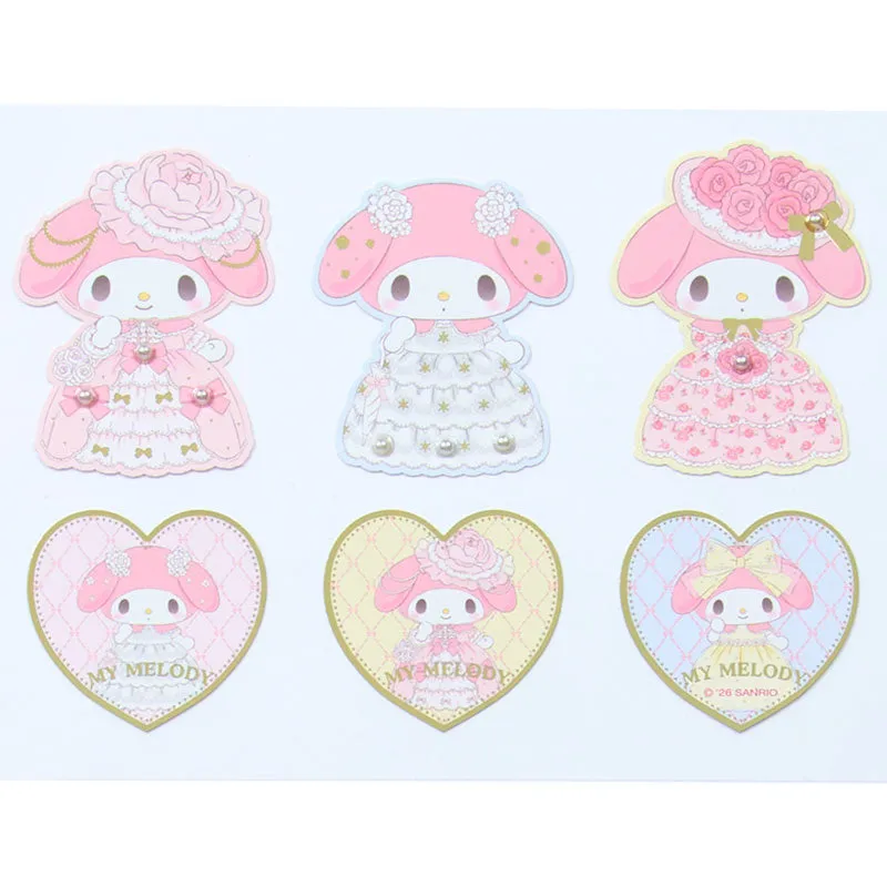 Hello Kitty Lady My Melody 24-pc Sticker Set klistremerker 24 deler perlemor