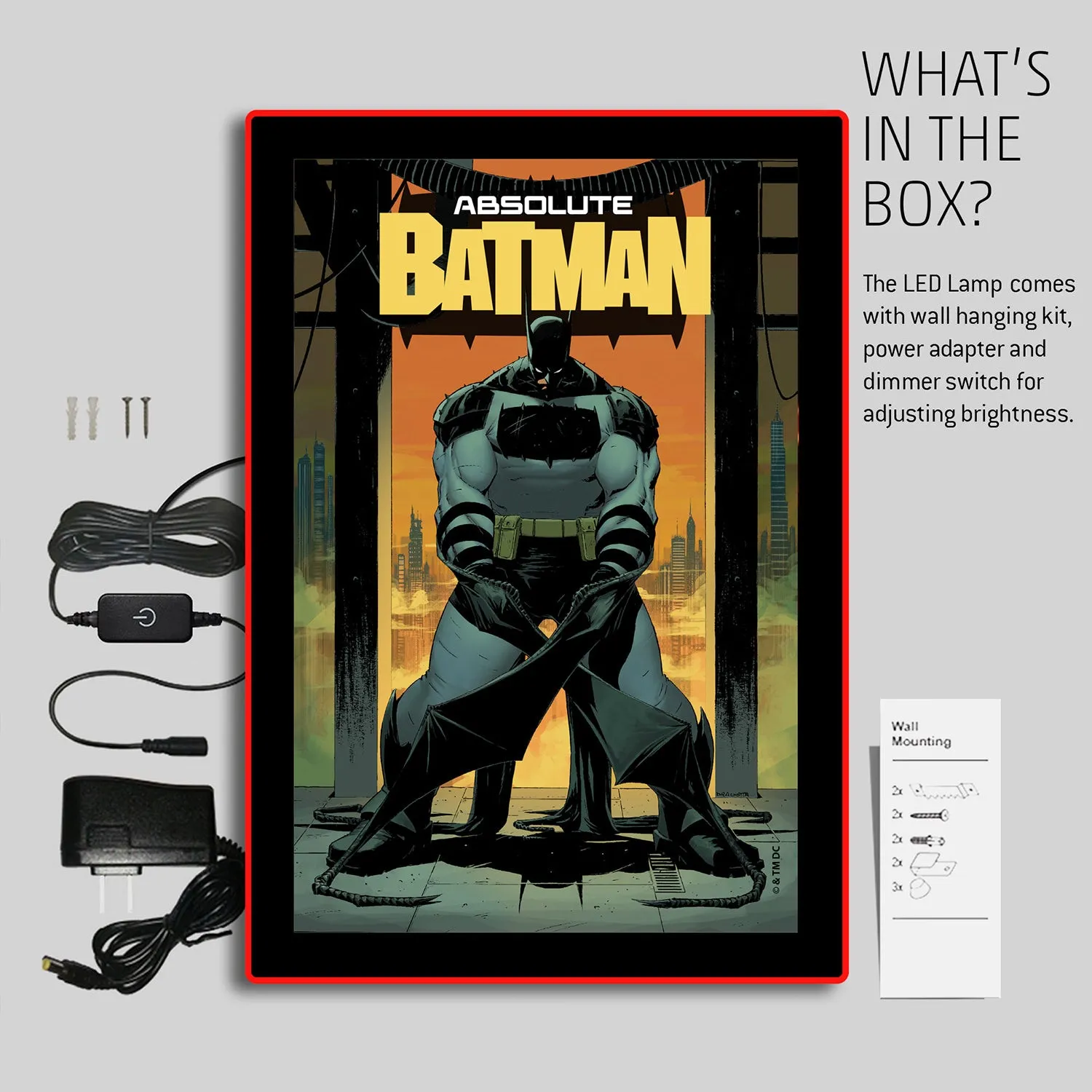 Batman Absolute Batman Brandlite LED-vegglampe