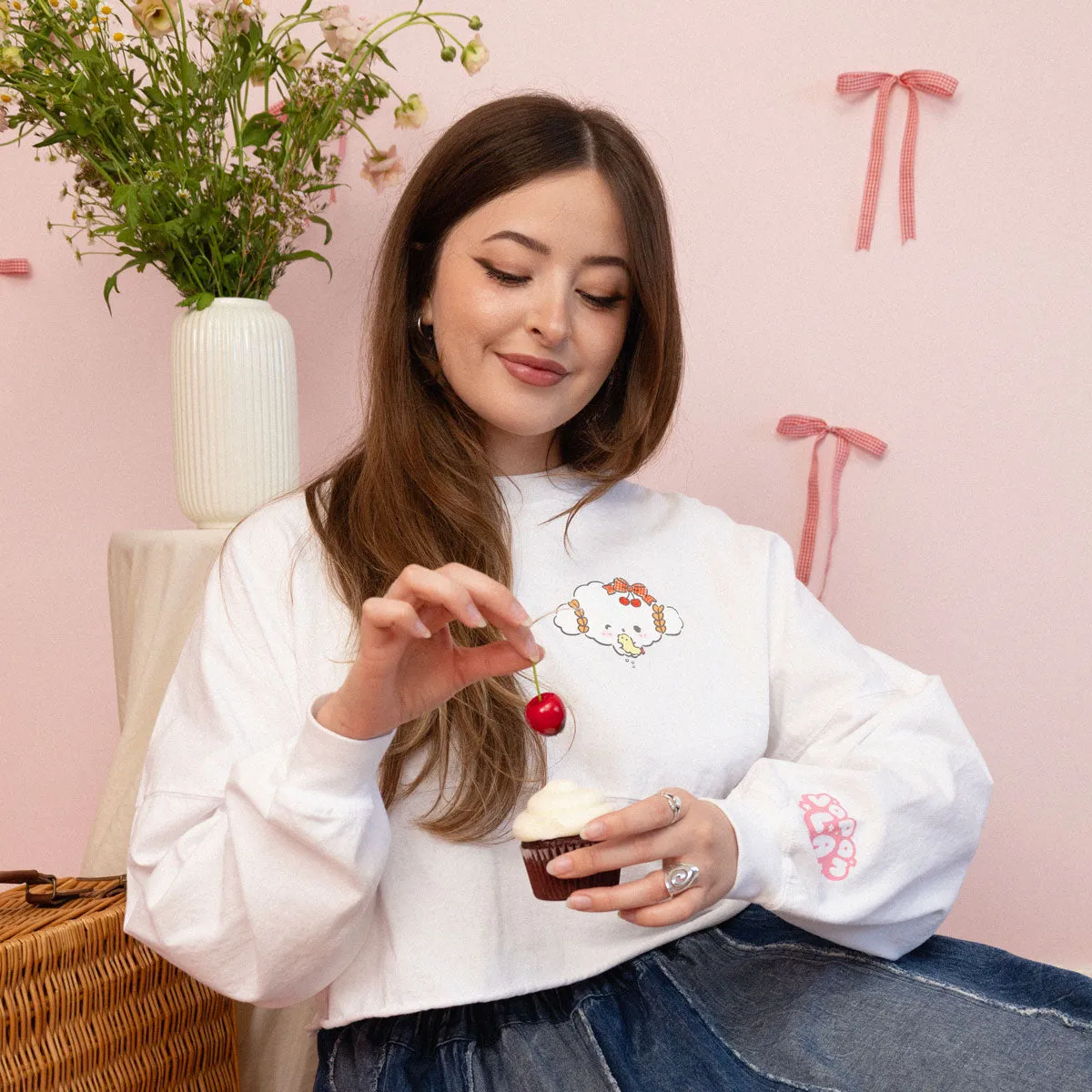 Hello Kitty Cogimyun x JapanLA Cropped Spirit Jersey genser hvit bomull