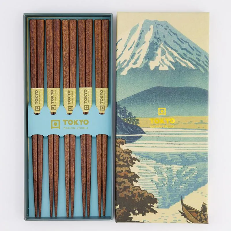 Neo Tokyo Mt. Fuji Natural Chopsticks spisepinner 5-pakning bambus