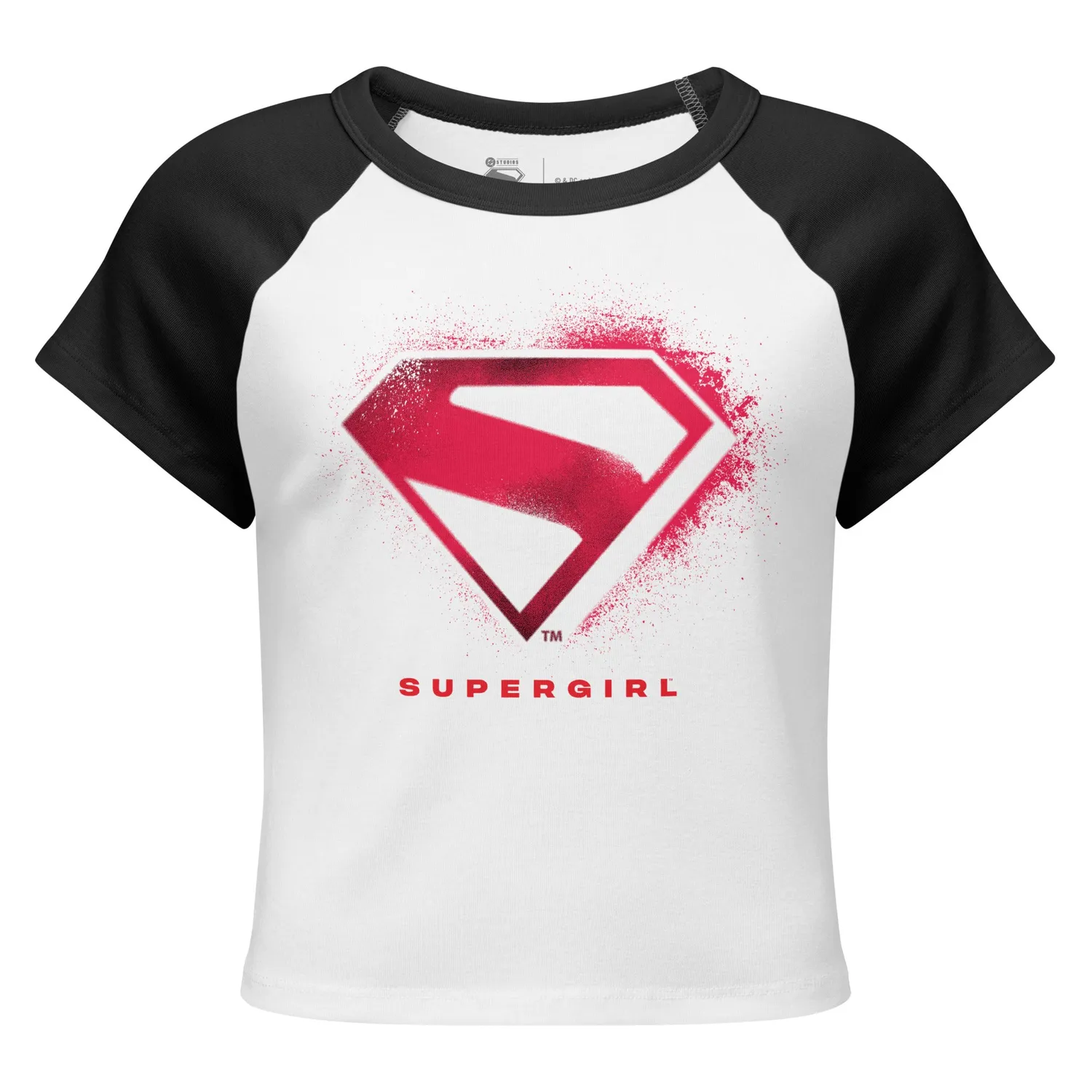 Batman Supergirl (2026 Movie) S-Shield T-skjorte hvit/svart ribbestrikket