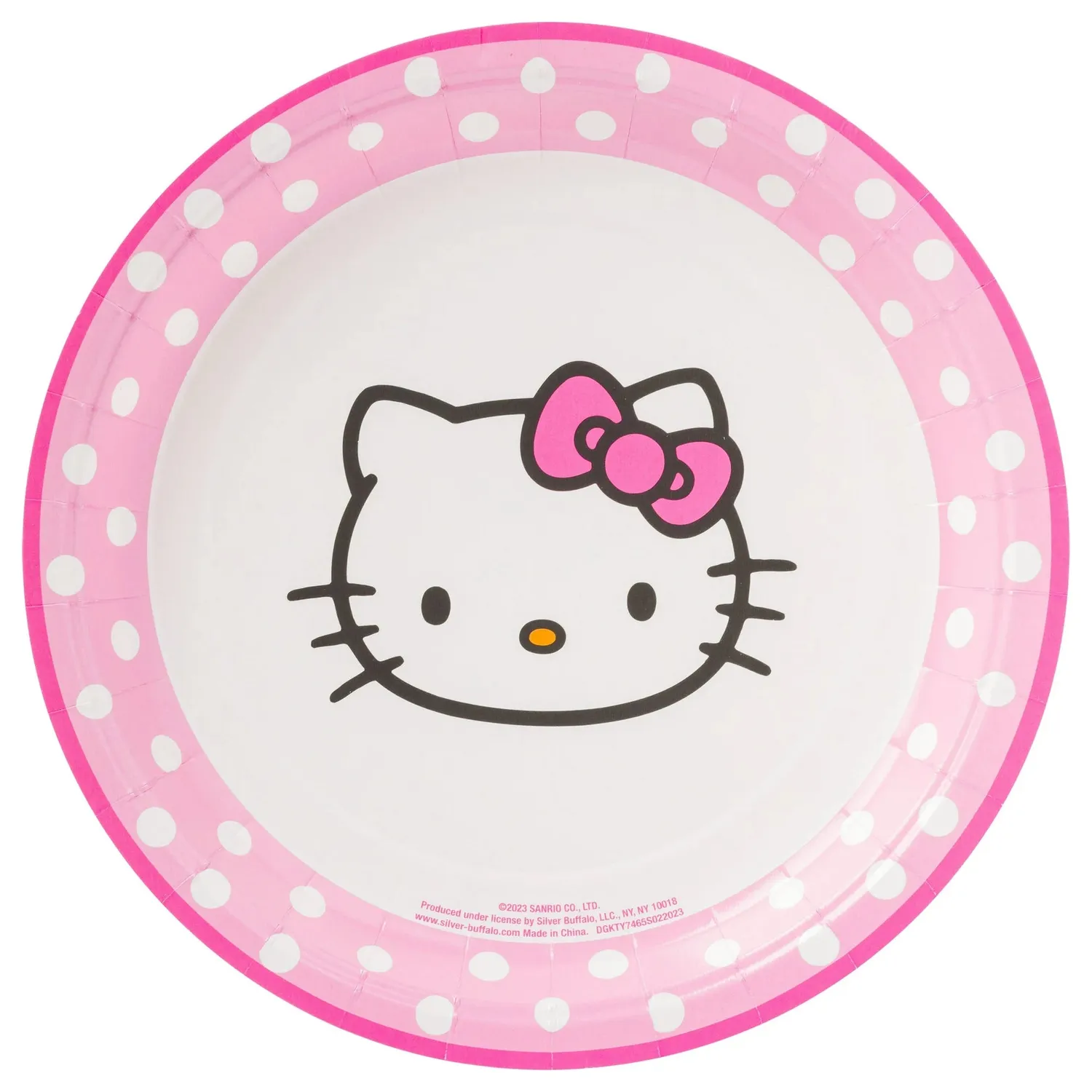 Hello Kitty papptallerkener og servietter 32 deler rosa prikker
