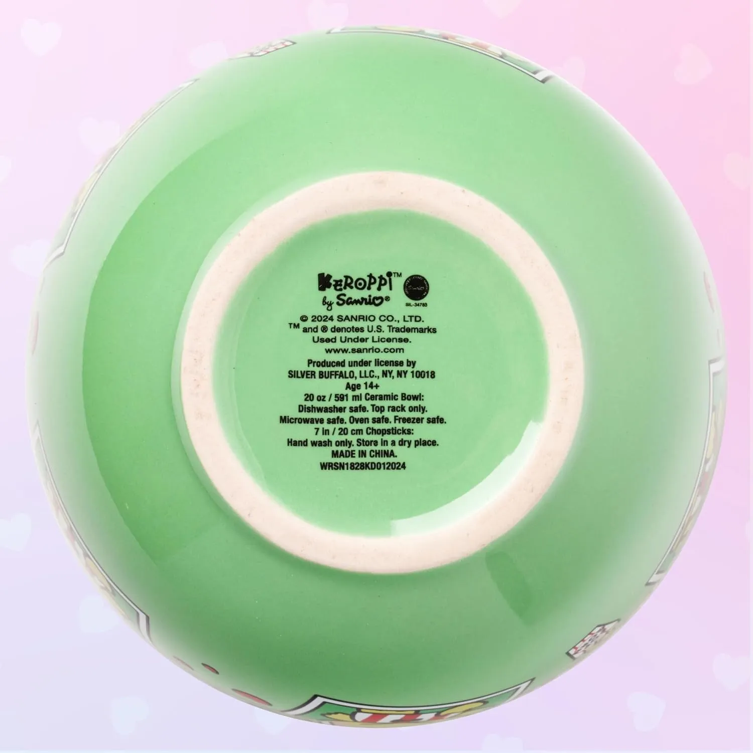 Hello Kitty Keroppi Ceramic Ramen Bowl and Chopstick Set Snap Shots 20 oz