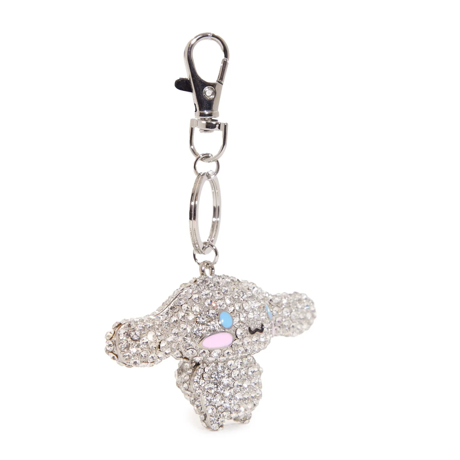 Hello Kitty Cinnamoroll Pave 3D Bling nøkkelring sølv