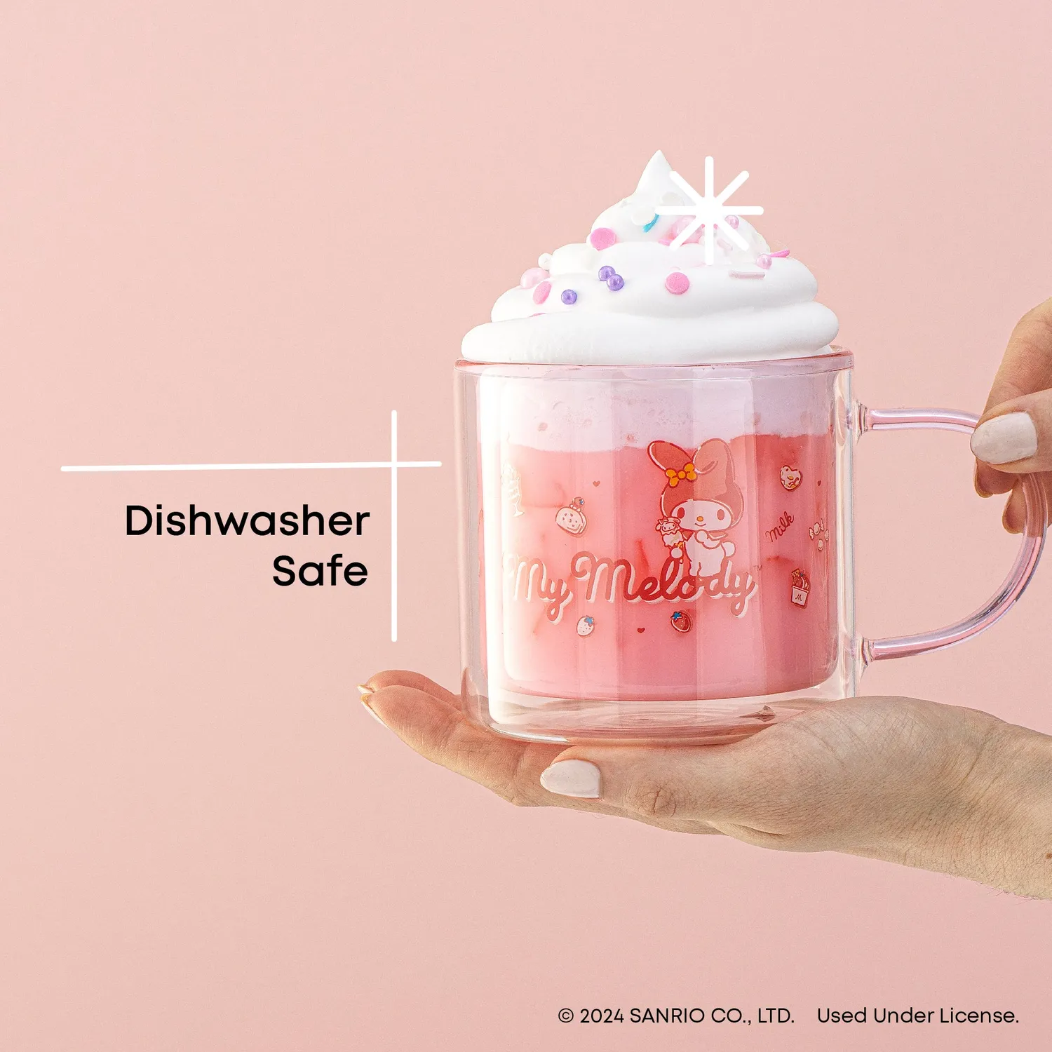 Hello Kitty My Melody Double Wall Coffee Mug glasskrus 400 ml dobbeltvegget