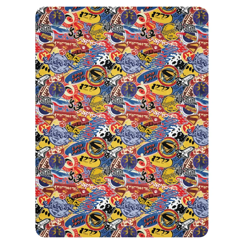 Batman Supergirl Sherpa Blanket Sticker Bomb pledd polyester