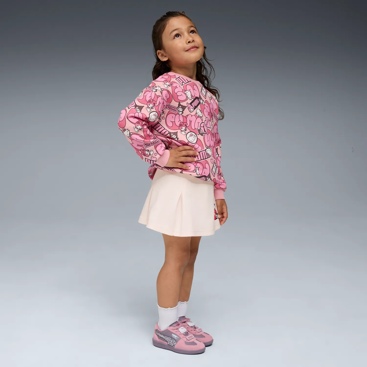 Hello Kitty and Friends x PUMA Kids Relaxed All-over Print Crewneck genser Pinkscape